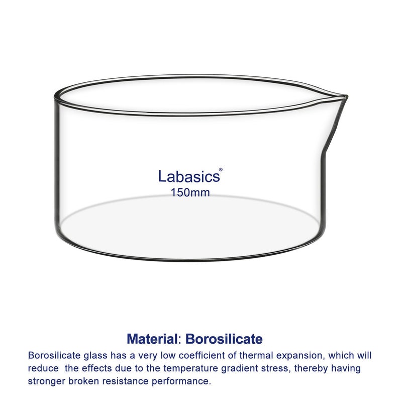 Labasics Crystallizing Dish with Spout and Heavy-Duty Rim, Thick-Walled Design High Borosilicate Glass Reusable Crystallizing Dishes for Crystallization and Evaporation, 1000 ml Capacity OD 150 mm - Image 3
